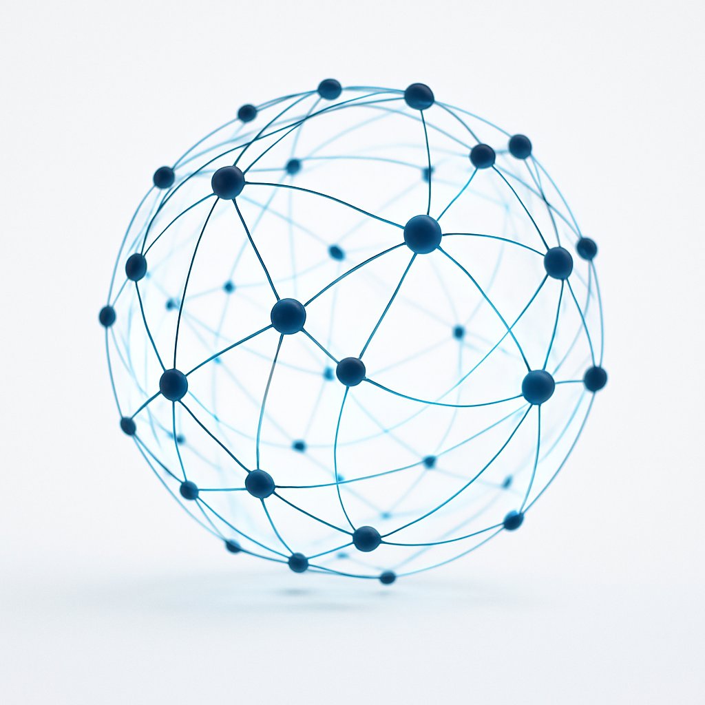 Abstract illustration of an AI neural network with interconnected nodes